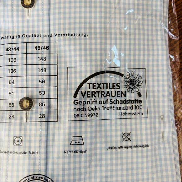 NEW Wildschuetz Trachten Button Down Shirt Short Sleeve Made in Germany Sz L - Picture 7 of 7